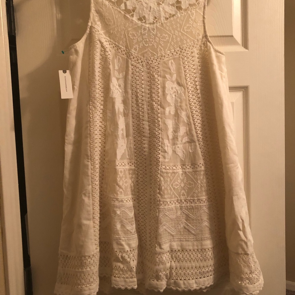 Sleeveless Ivory Lace Anthropology Dress